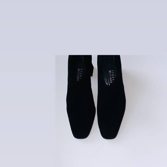 Stuart Weitzman Shoes - Stuart Weitzman Black Suede Square Heels / Pumps